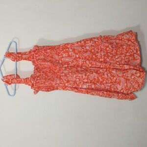 Crown & Ivy Orange Floral Shirred Maxi Dress Tiered Ruffle Girls Size M